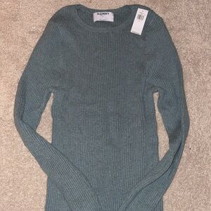 Old Navy Women's Ribbed Crew Neck Sweater - Washed green color